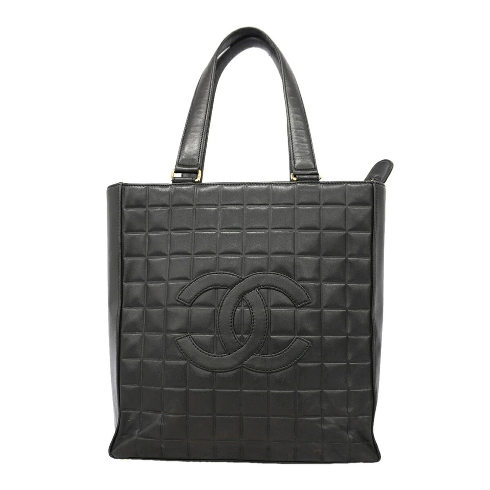 Chanel bag/tote bag, chocolate bar design, lambskin, black/champagne, women's.